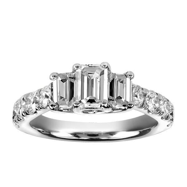 White Gold Emerald Cut Past Present Future Diamond Ring – parisdev