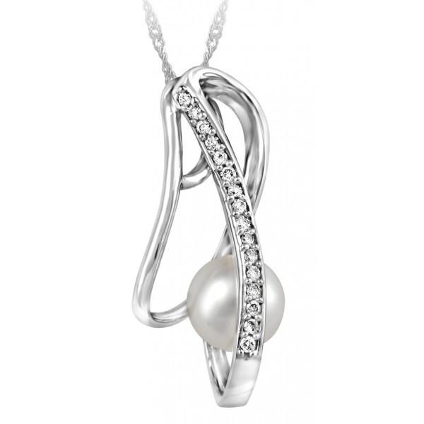 DIAMOND & WHITE PEARL PENDANT PEN-GEM-1537