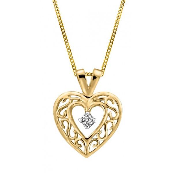GOLD DIAMOND HEART PENDANT PEN-DIA-0102