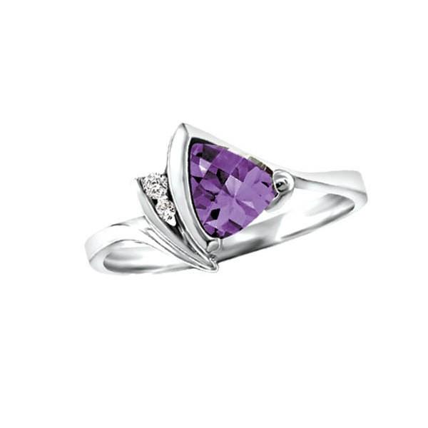 WHITE GOLD DIAMOND AMETHYST RING RIN-LGM-0146