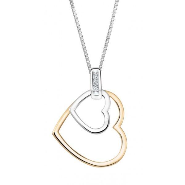 TWO TONE DIAMOND HEART PENDANT PEN-DIA-2260