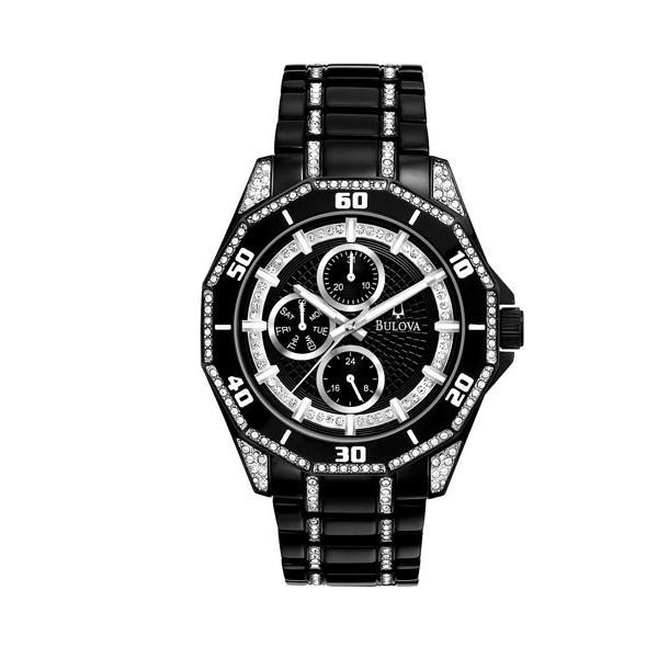 Bulova Men's Black Crystal Watch