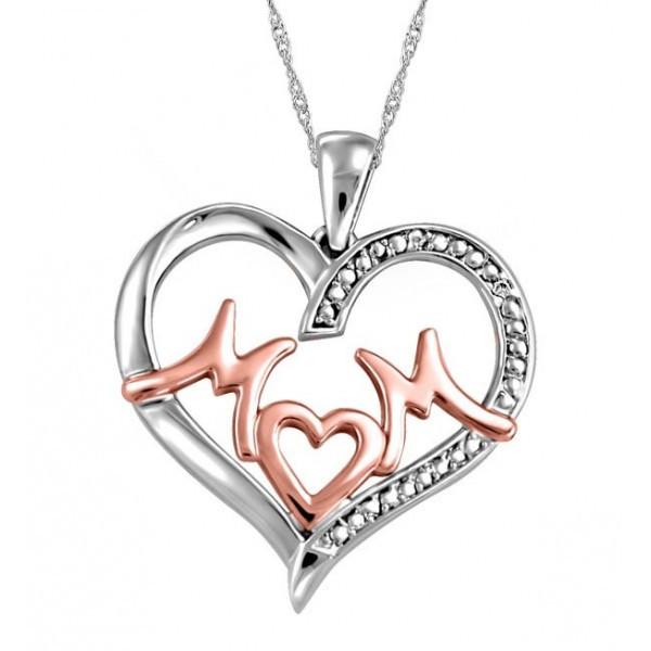 SILVER AND ROSE GOLD "MOM" PENDANT PEN-SIL-1212