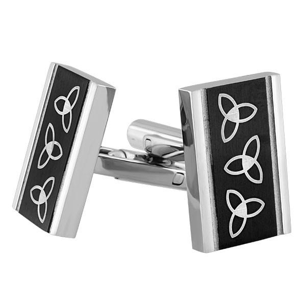 STAINLESS STEEL AND BLACK CUFFLINKS ACC-MST-0143