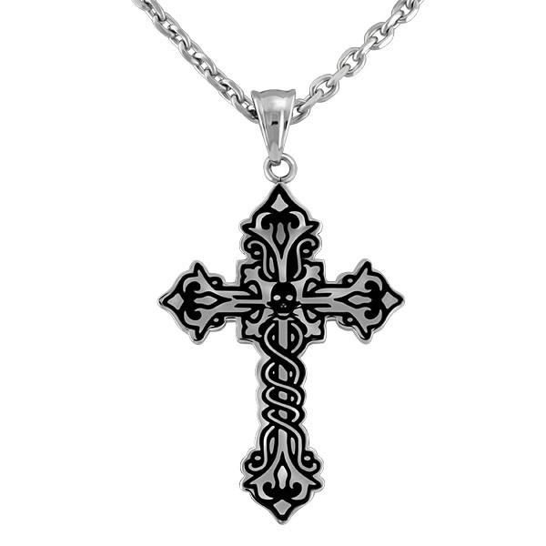 STAINLESS STEEL DESIGNED CROSS PENDANT PEN-STE-0078