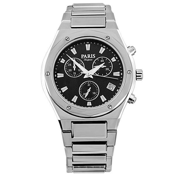 MENS PARIS TIMEPIECE SILVER TONE TUNGSTEN CHRONOGRAPH WATCH WAT-MBA-0074