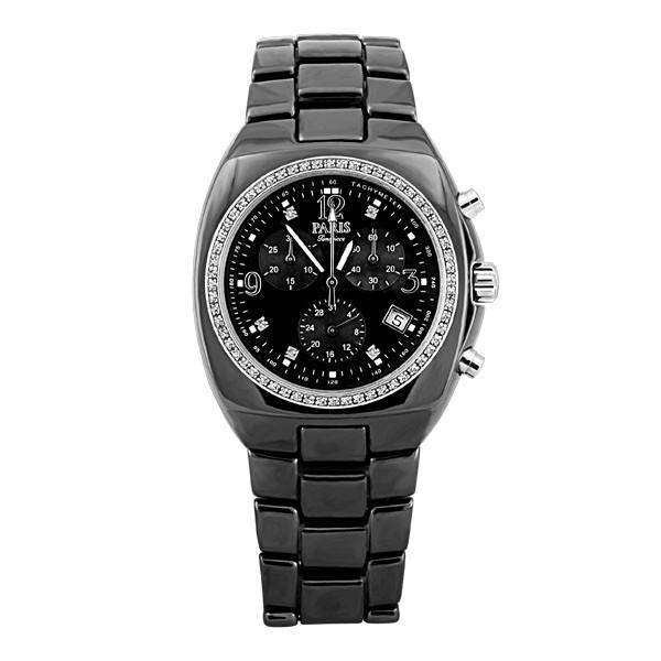 MENS PARIS TIMEPIECE BLACK CERAMIC CHRONOGRAPH WATCH WAT-MBA-0010