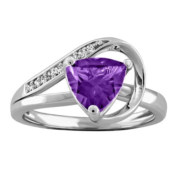 WHITE GOLD DIAMOND AND AMETHYST RING RIN-LGM-2416