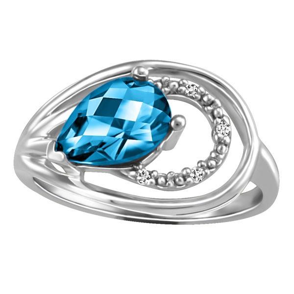 WHITE GOLD DIAMOND AND BLUE TOPAZ RING RIN-LGM-2420
