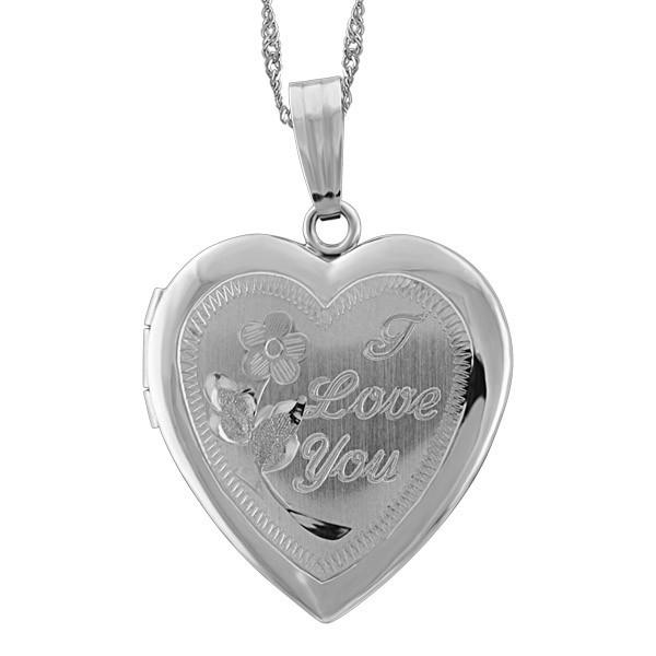 WHITE G OLD HEART LOCKET LOC-GLD-0011