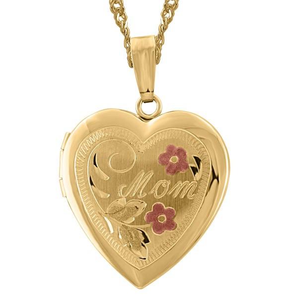 YELLOW GOLD "MOM" HEART LOCKET LOC-GLD-0013