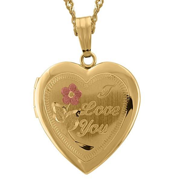 YELLOW GOLD "I LOVE YOU" HEART LOCKET LOC-GLD-0014