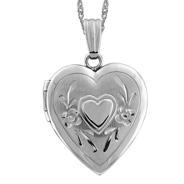 WHITE GOLD HEART LOCKET LOC-GLD-0023