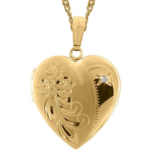 YELLOW GOLD DIAMOND HEART LOCKET LOC-GLD-0074