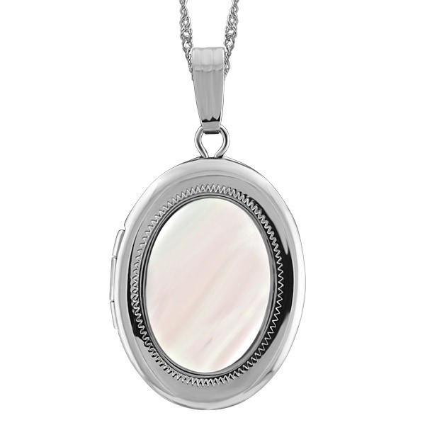 WHITE GOLD OVAL PEARL LOCKET LOC-GLD-0075