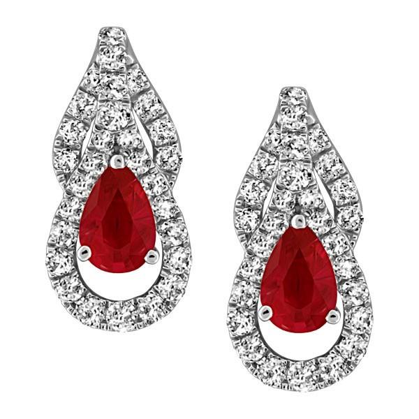 WHITE GOLD DIAMOND AND RUBY EARRINGS EAR-GEM-1070