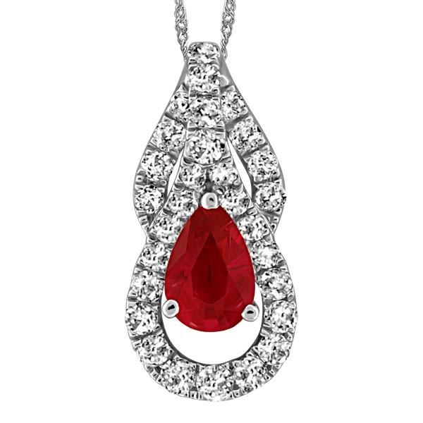 WHITE GOLD DIAMOND AND RUBY PENDANT PEN-GEM-1715