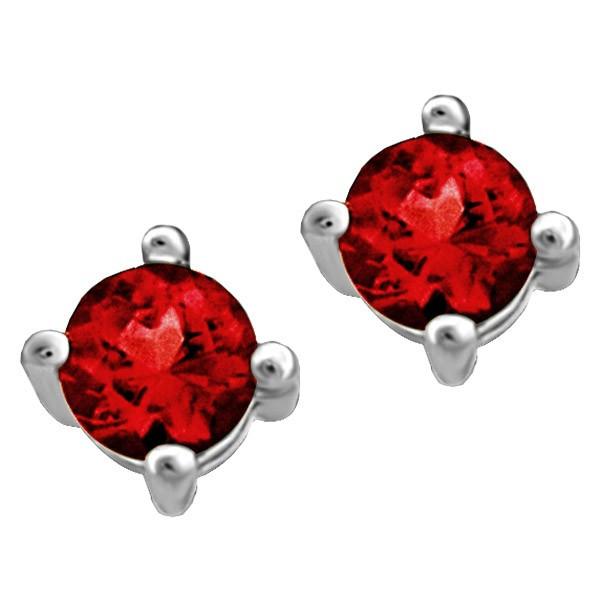 WHITE GOLD GARNET STUD EARRINGS EAR-BIR-0011