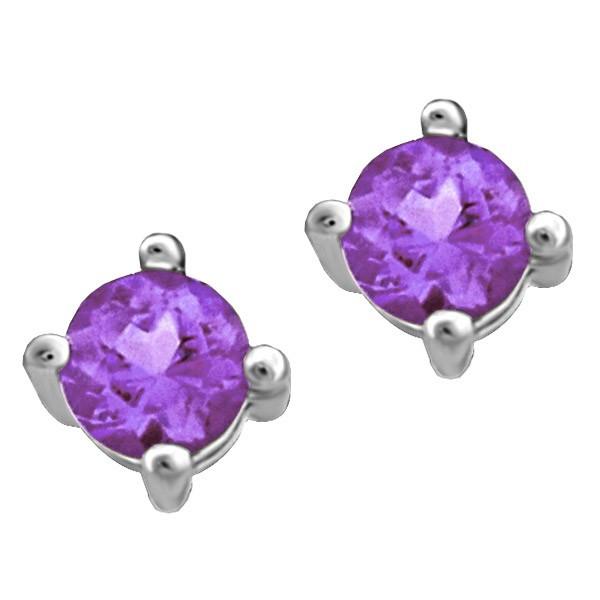 WHITE GOLD AMETHYST STUD EARRINGS EAR-BIR-0012