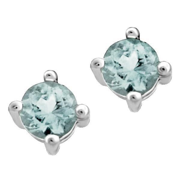 White Gold Aquamarine Stud Earrings
