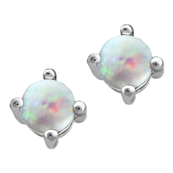 WHITE GOLD OPAL STUD EARRINGS EAR-BIR-0018