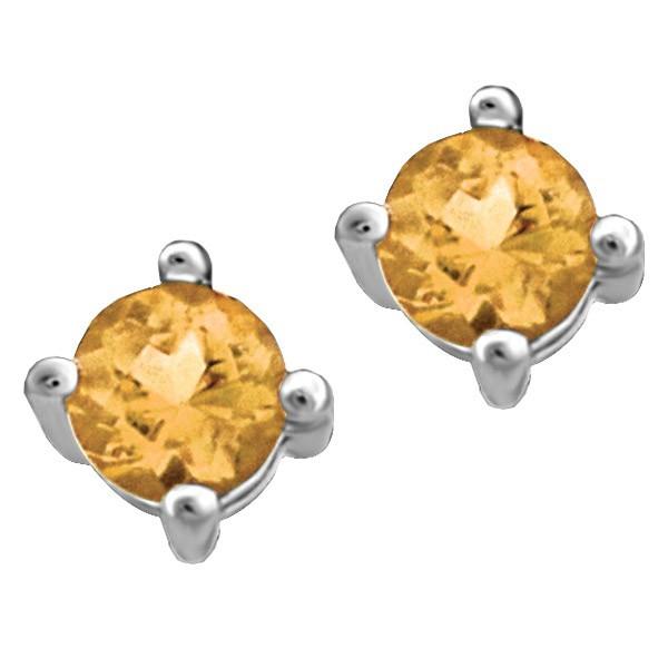 WHITE GOLD CITRINE STUD EARRINGS EAR-BIR-0019