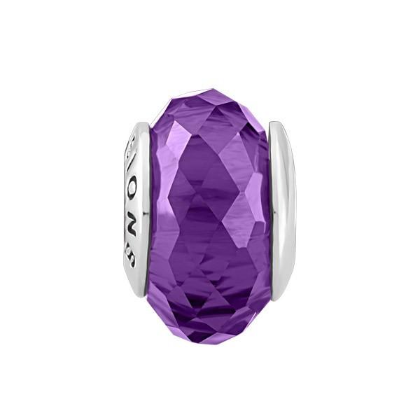 SILVER PURPLE FACETED GLASS BEAD BEA-YAF-0070