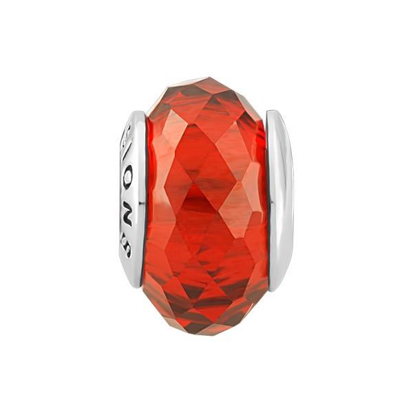 SILVER RED FACETED GLASS BEAD BEA-YAF-0075