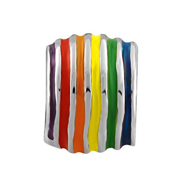 SILVER RAINBOW STRIPED BEAD BEA-YAF-0109