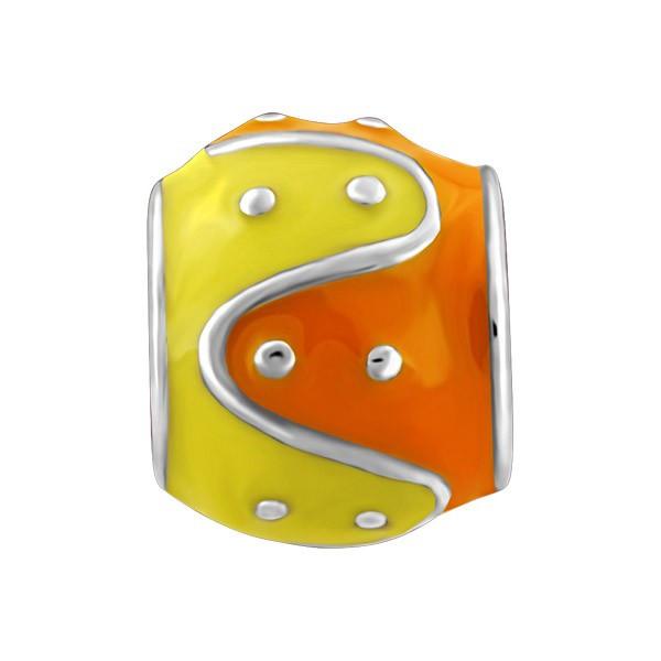 SILVER YELLOW & ORANGE BEAD BEA-YAF-0122