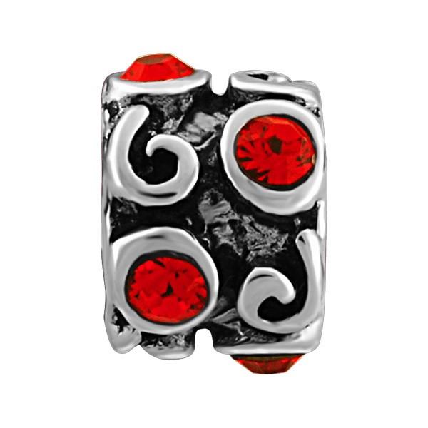 SILVER RED CRYSTAL SCROLL BEAD BEA-YAF-0126