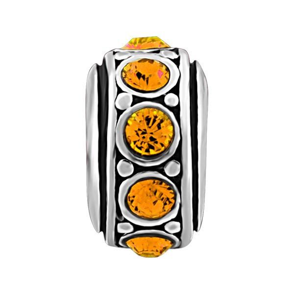 SILVER ORANGE CRYSTAL BEAD BEA-YAF-0127