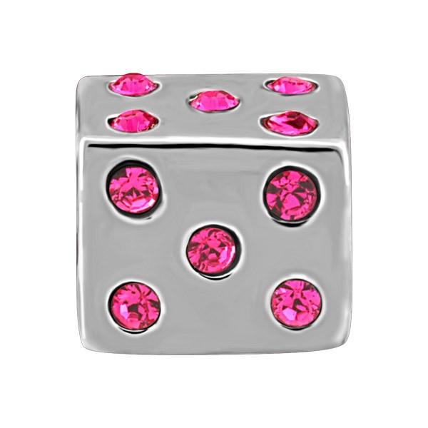 SILVER PINK CRYSTAL DICE BEAD BEA-YAF-0128