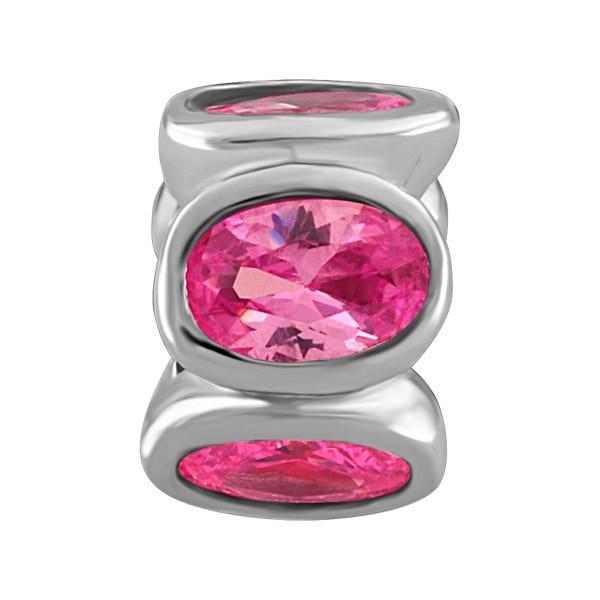 SILVER PINK CZ BEAD BEA-YAF-0130