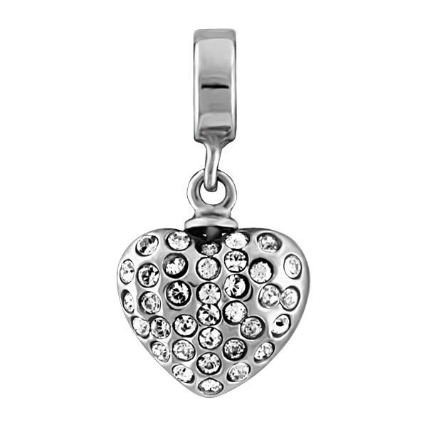 SILVER WHITE CRYSTAL HEART DANGLE BEAD BEA-YAF-0136