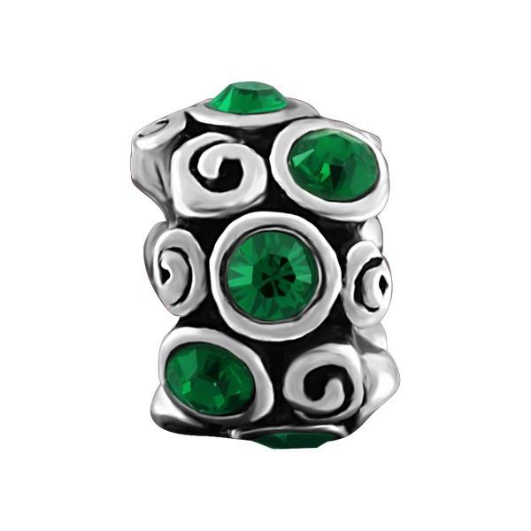 SILVER GREEN CRYSTAL BEAD BEA-YAF-0144