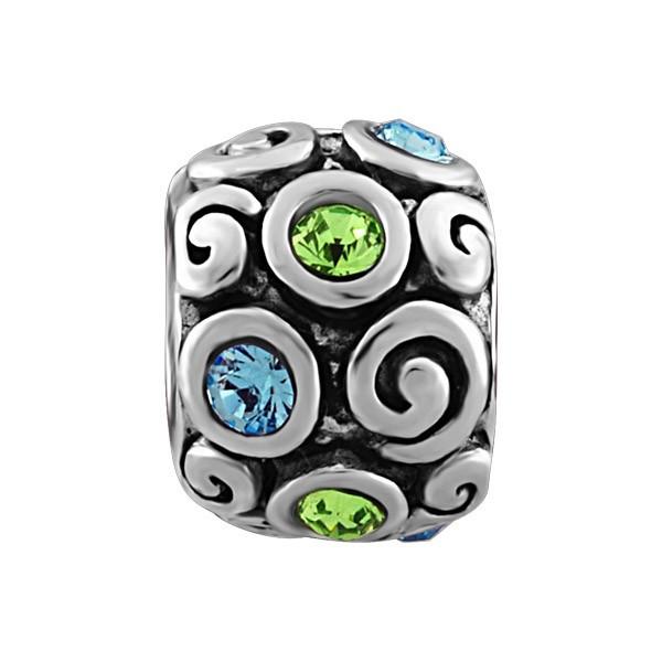 SILVER GREE & BLUE CRYSTAL BEAD BEA-YAF-0145