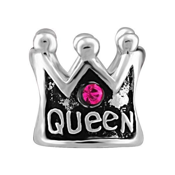 SILVER PINK CRYSTAL "QUEEN" CROWN BEAD BEA-YAF-0146
