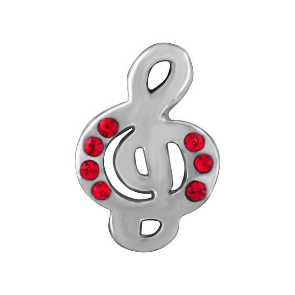 SILVER RED CRYSTAL TREBLE CLEF BEAD BEA-YAF-0147