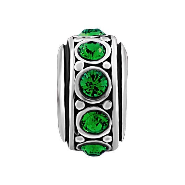 SILVER GREEN CRYSTAL BEAD BEA-YAF-0149