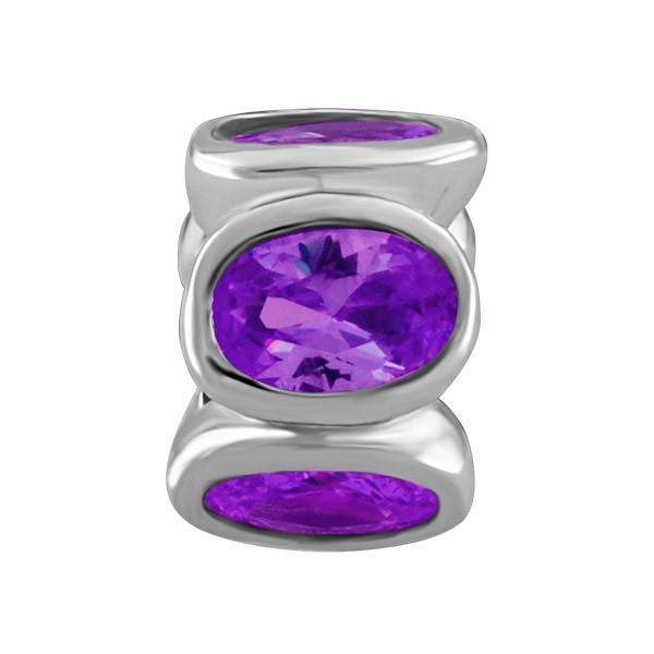 SILVER PURPLE CZ BEAD BEA-YAF-0153