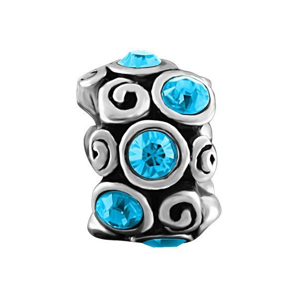 SILVER BLUE CRYSTAL BEAD BEA-YAF-0155
