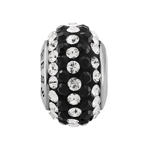SILVER CLEAR & BLACK CRYSTAL BEAD BEA-YAF-0160