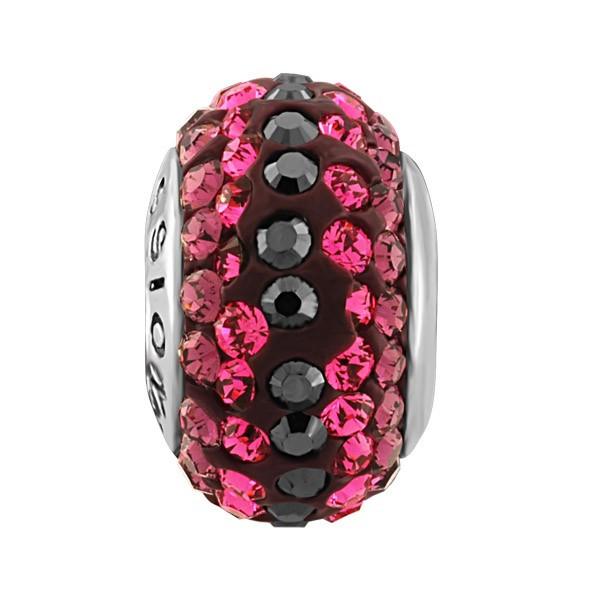 SILVER PINK & BLACK CRYSTAL BEAD BEA-YAF-0161