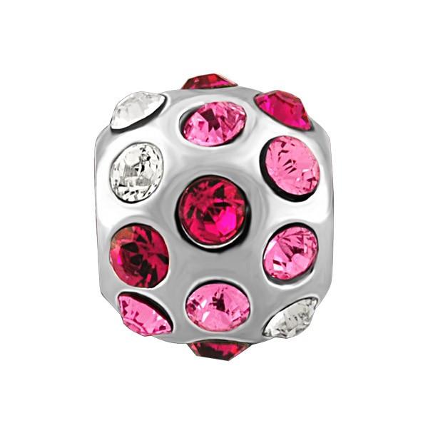 SILVER PINK & CLEAR CRYSTAL BEAD BEA-YAF-0169