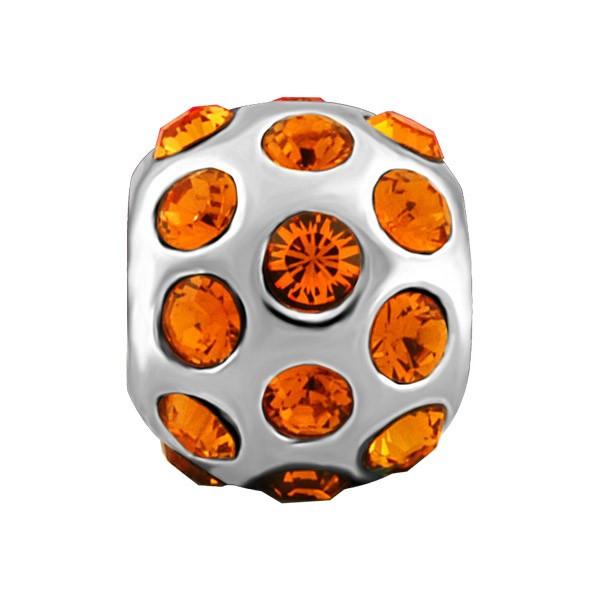 SILVER ORANGE CRYSTAL BEAD BEA-YAF-0170