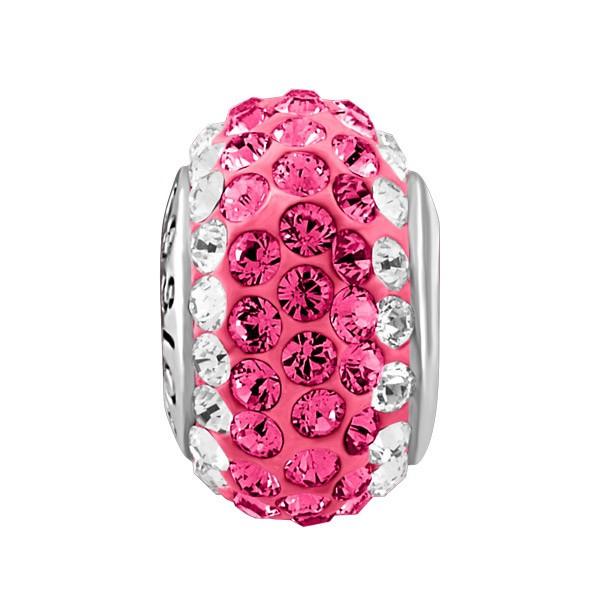SILVER PINK & CLEAR CRYSTAL BEAD BEA-YAF-0172