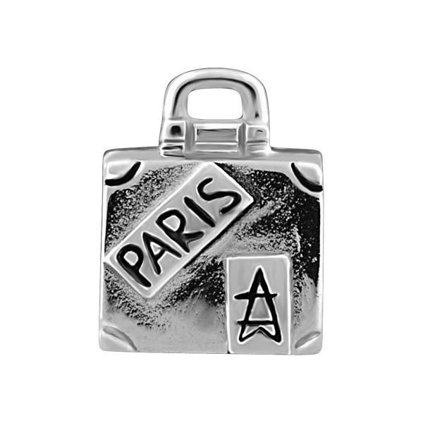 SILVER "PARIS" SUITCASE BEAD BEA-YAF-0017