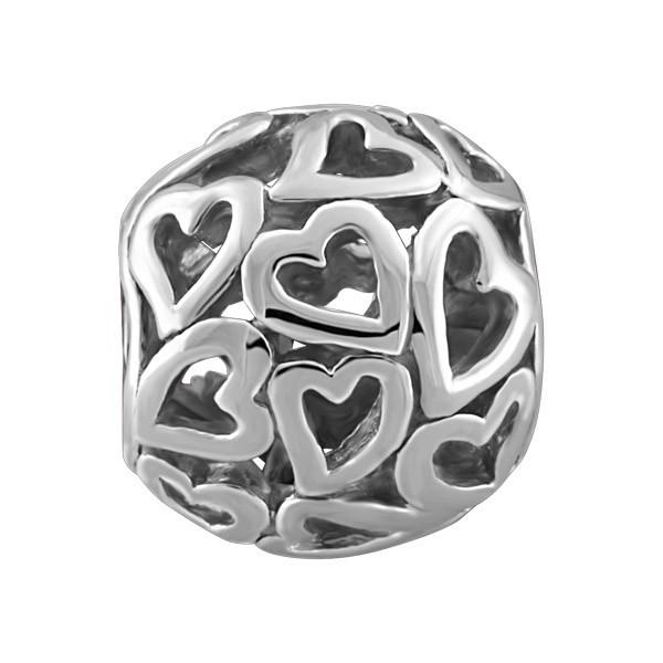 SILVER HEARTS BEAD BEA-YAF-0037