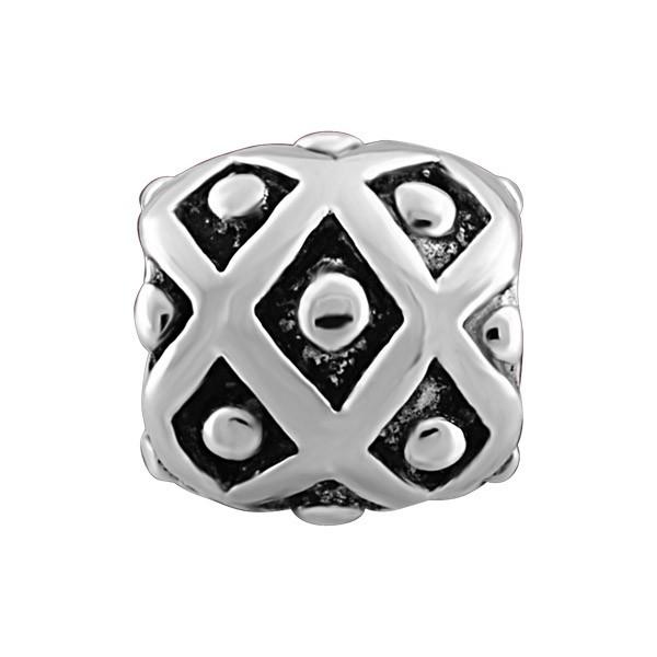 SILVER DIAMOND PATTERN BEAD BEA-YAF-0045